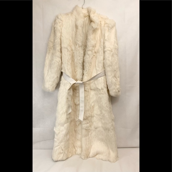 Jackets & Coats | Vtg Womans Ivory 10 Rabbit Fur Coat Size M